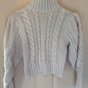 Astr Cozy Cable Knit Turtleneck Sweater - Cream